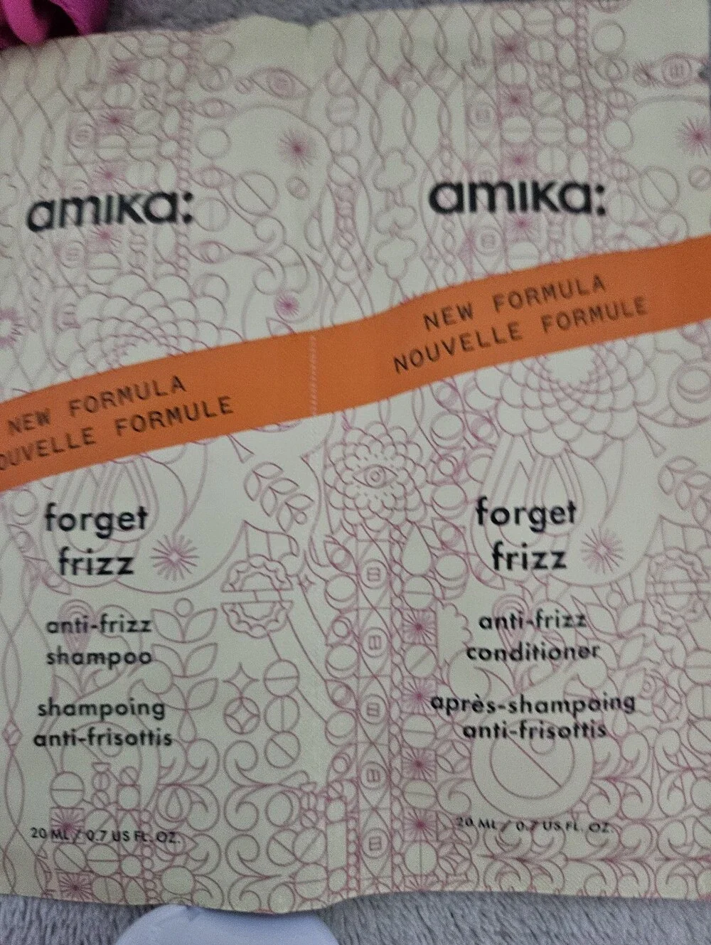 amika Hot Pink Clear Mesh Travel Tote with Orange Logo And Products!